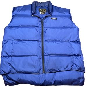 GERRY BLUE DOWN feathers PUFFER VEST  vintage zip light weight MENS M korea made